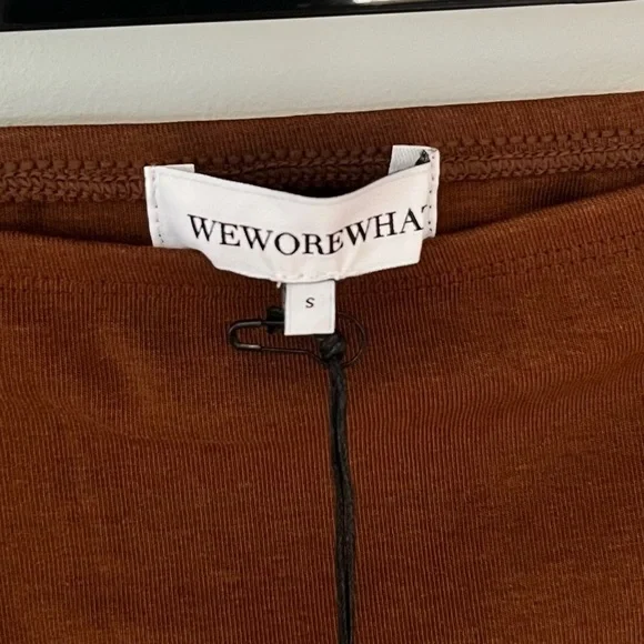 WeWoreWhat Women's Small Pull On Jersey Stretch Midi Skirt in Saddle - Picture 9 of 13